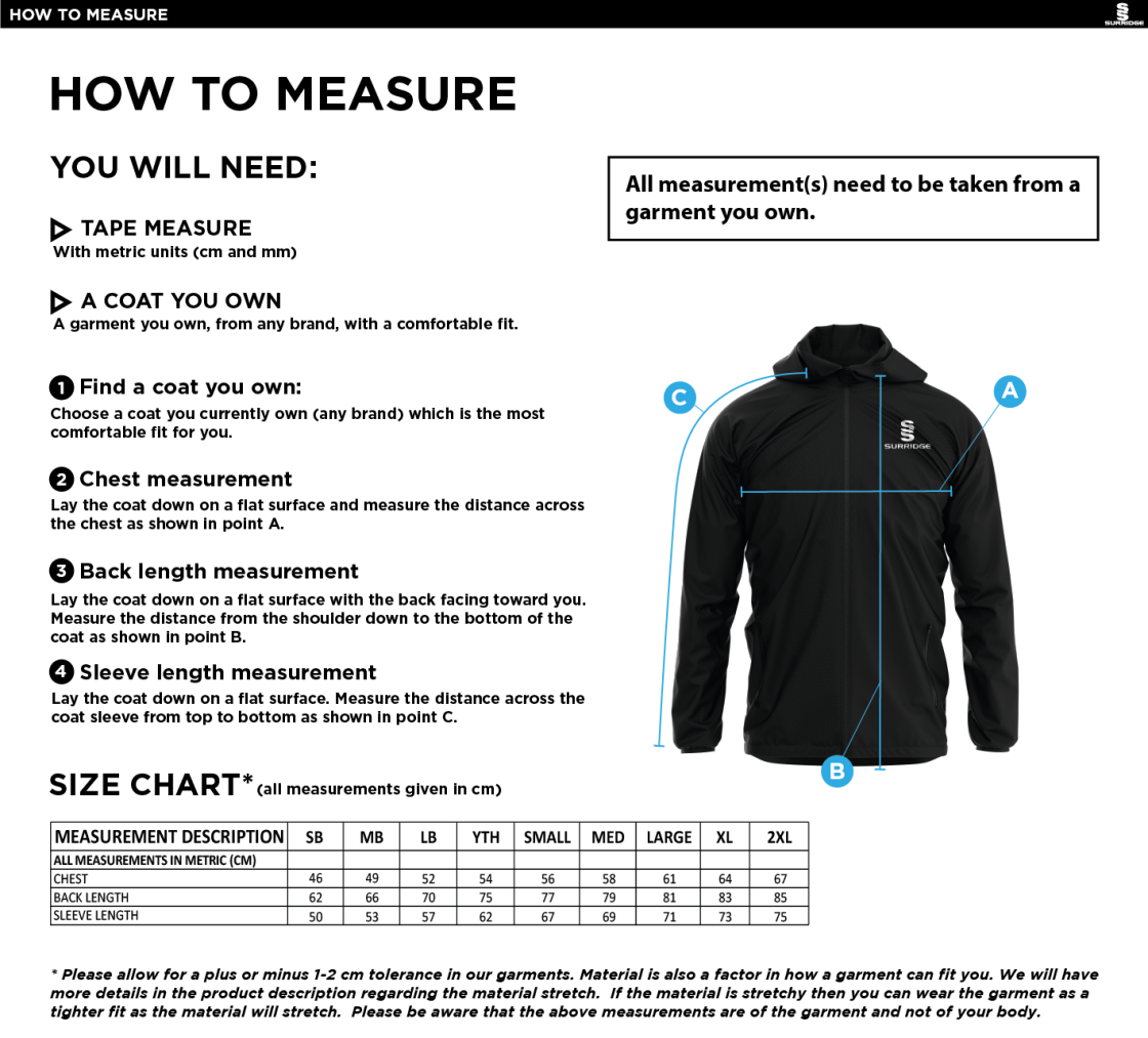 BARWELL CC Dual Elite 1/4 Zip Hoody / Rain Jacket : Navy - Size Guide