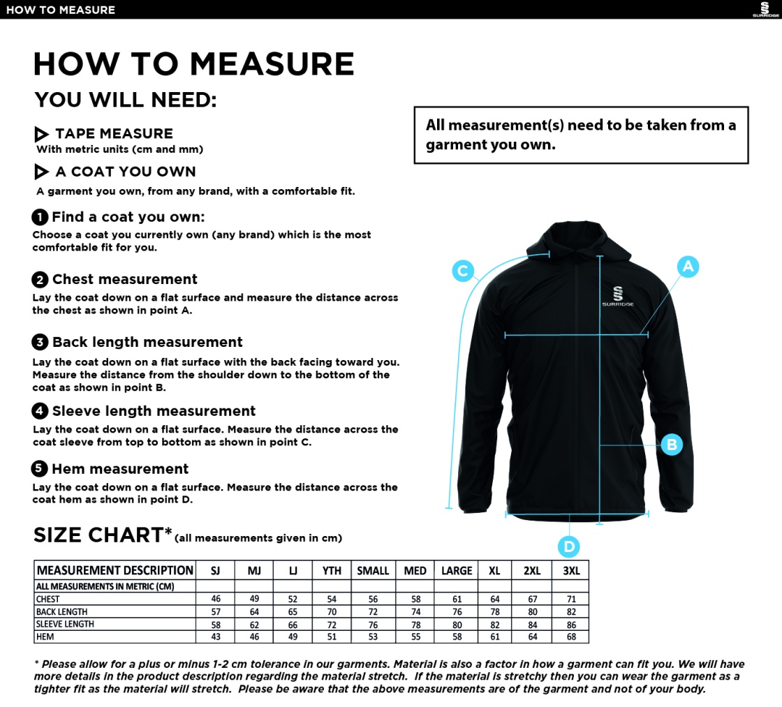 BARWELL CC Dual Elite 1/4 Zip Hoody / Rain Jacket : Navy - Size Guide
