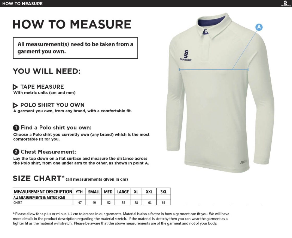 BARWELL CC ERGO SHIRT LONG SLEEVE - Size Guide